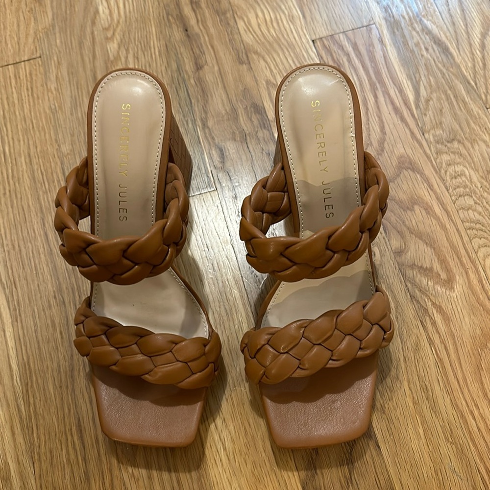 Brown block heel